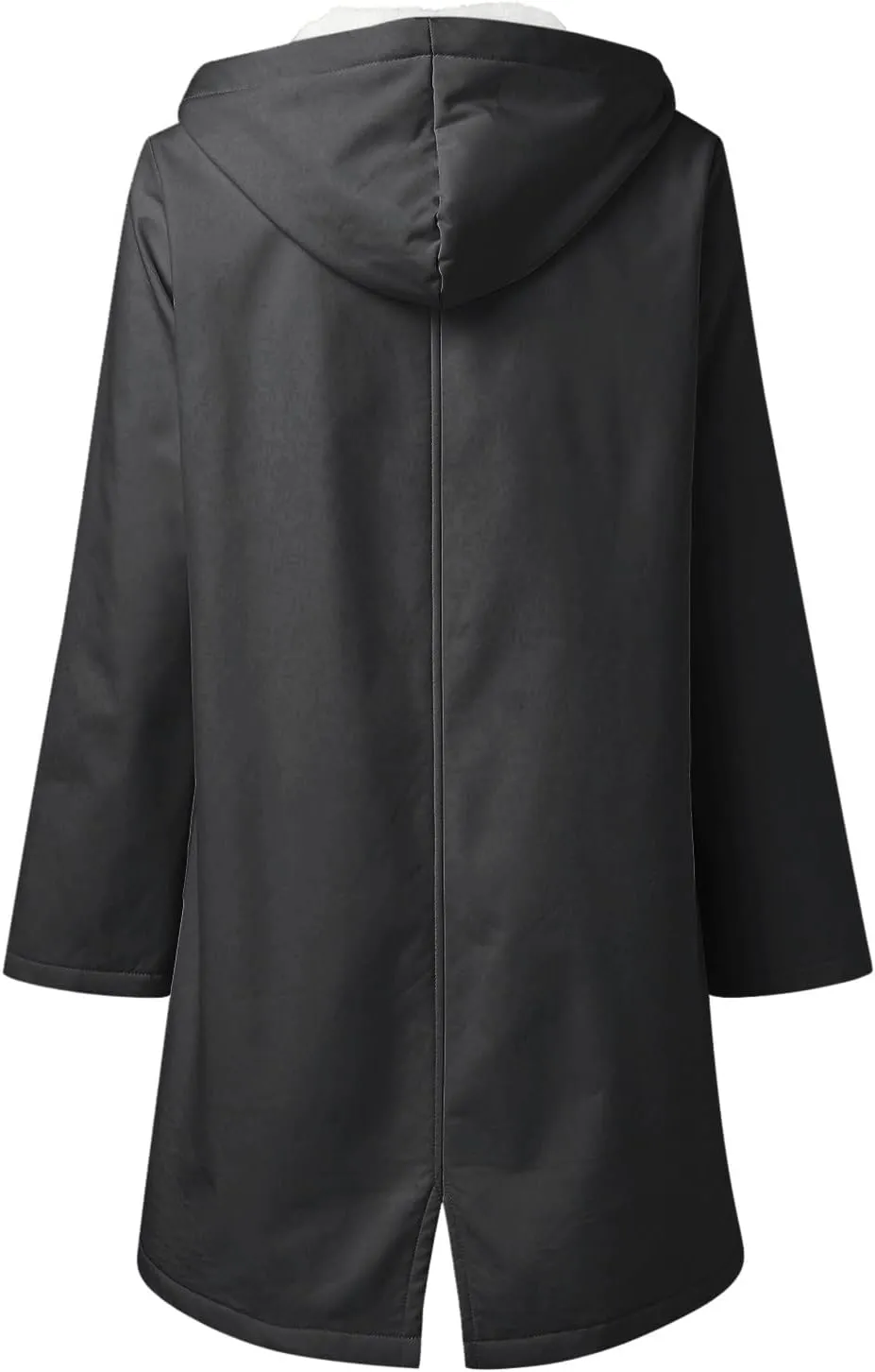 NATHGAM Women's Fleece Lined Raincoat Waterproof with Hooded Winter Comfy Soft Trench Coat Lithe Outdoor Windbreaker Jacket