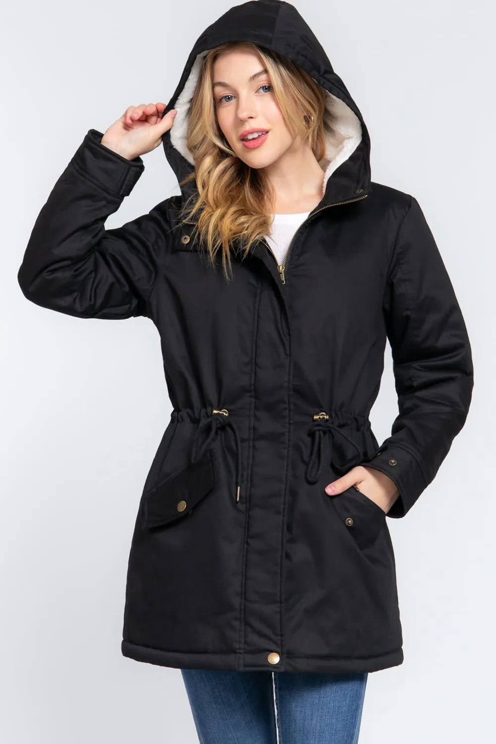 NE PEOPLE Women’s Military Jacket – Anorak Utility Safari Long Sleeve Lightweight Casual Snap Button Stand Collar Parka Coat