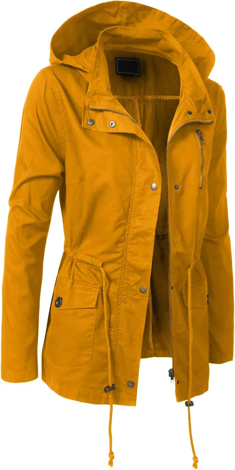 NE PEOPLE Women’s Military Jacket – Anorak Utility Safari Long Sleeve Lightweight Casual Snap Button Stand Collar Parka Coat