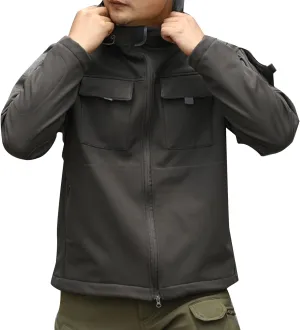 Outdoor Military Jackets for Men Long Sleeve Zip Up Hoodies Rain Jacket Men Cargo Jacket with Multi Utility Pockets