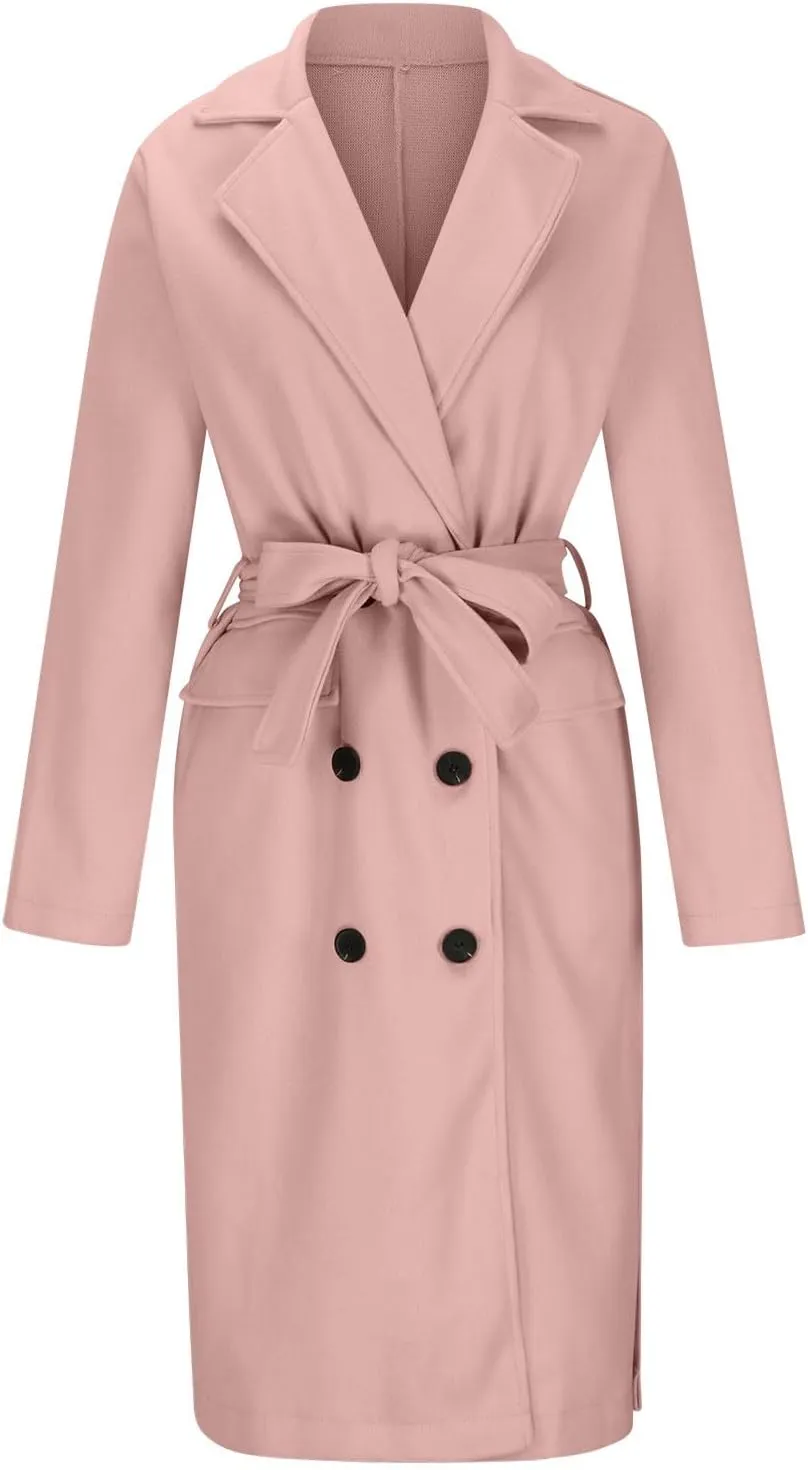 Overcoat for Women Open Front Knitted Sweater Winter Warm Outerwear Classic Lapel Overcoats Fashion Trench Coats