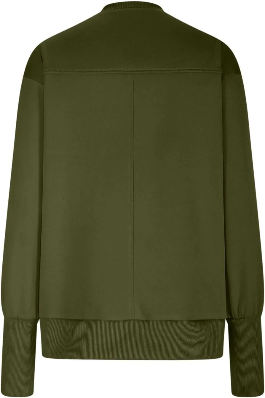Oversized Crewneck Sweatshirt Women High Low Fleece Pullover Side Slit Drop Shoulder Soft Fall Sweatshirts No Hood