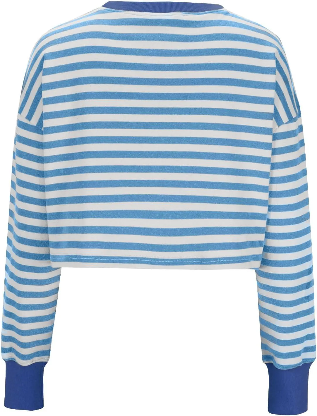 Oversized Sweatshirt for Women Cropped Crewneck Striped Colour Block Pullover Tops Long Sleeve Fleece Top Blouses