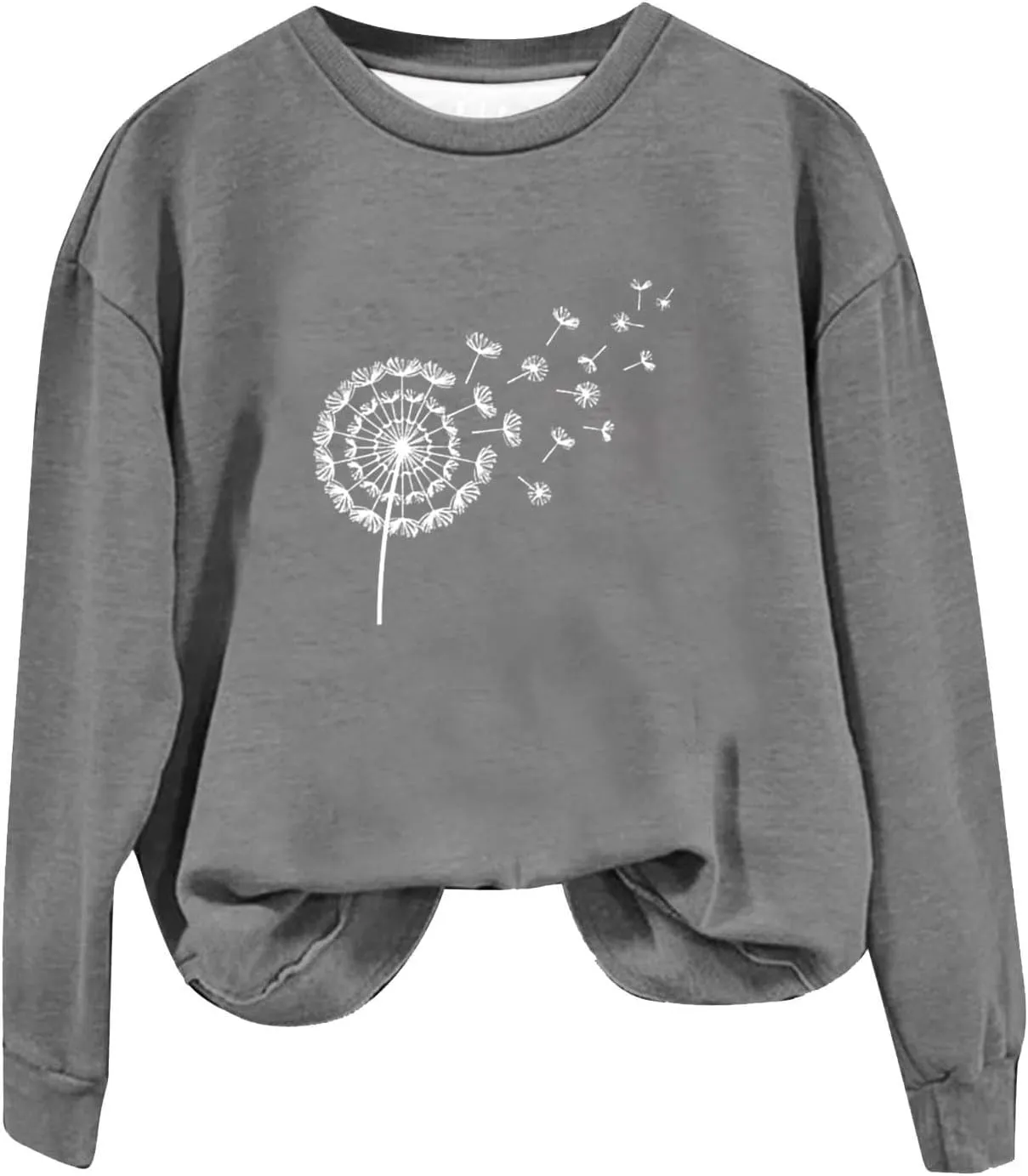 Oversized Sweatshirt for Women Fashion Crew Neck Long Sleeve tops Fleece Soft Floral Print Casual Loose Pullover Top