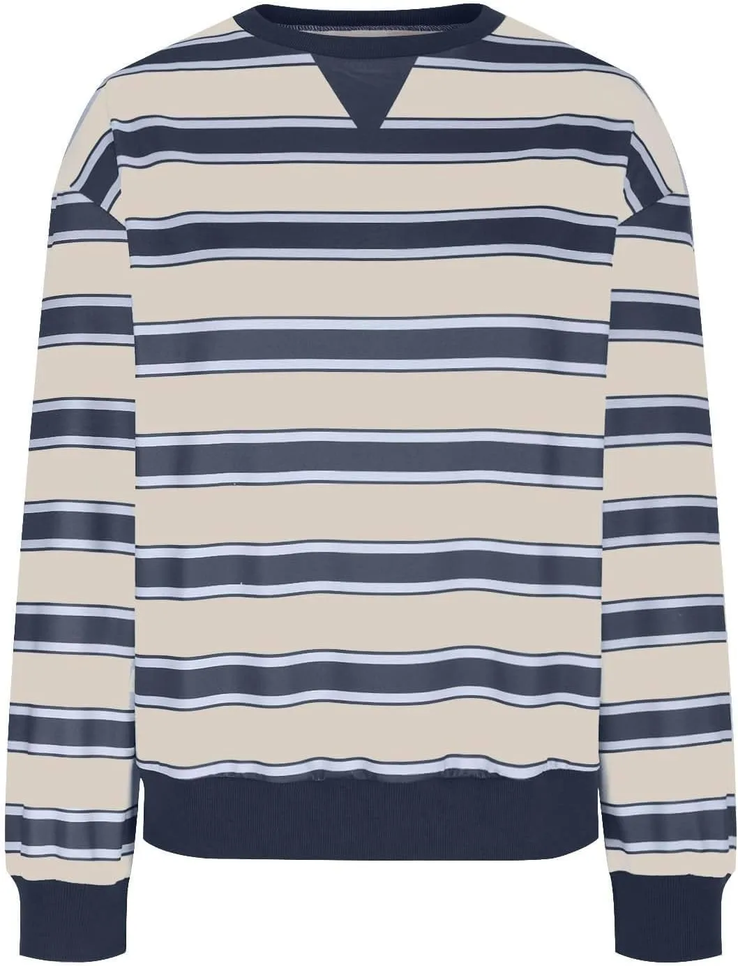Oversized Sweatshirt for Women Striped Print Lightweight Crewneck Long Sleeve Pullover Tops Fall Workout Loose Hoodie