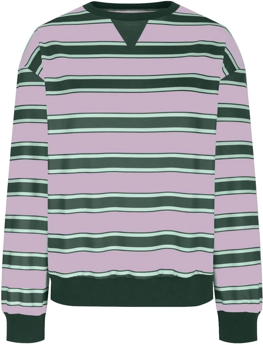Oversized Sweatshirt for Women Striped Print Lightweight Crewneck Long Sleeve Pullover Tops Fall Workout Loose Hoodie