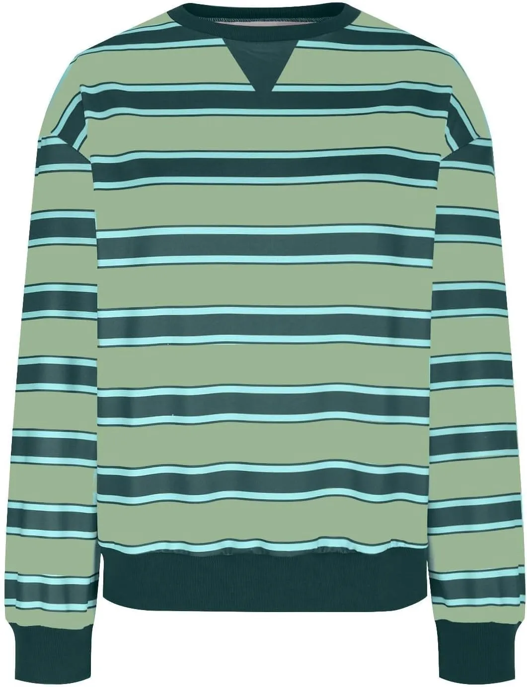 Oversized Sweatshirt for Women Striped Print Lightweight Crewneck Long Sleeve Pullover Tops Fall Workout Loose Hoodie