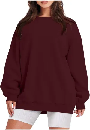 Oversized Sweatshirt For Women,2024 Fall Casual Crewneck Pullover Sweatshirt Soft Comfy Fleece Long Sleeve Sweatshirt
