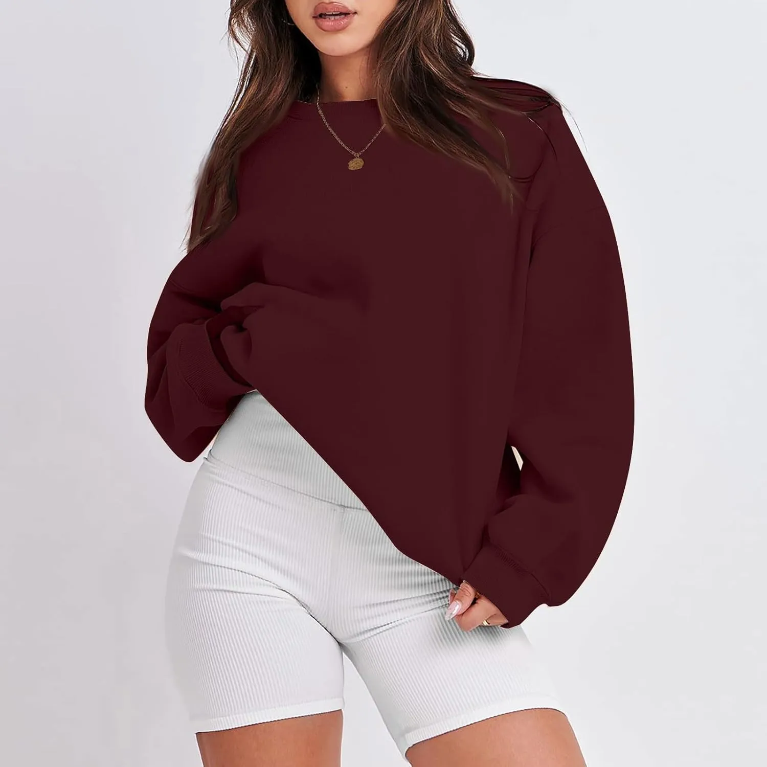 Oversized Sweatshirt For Women,2024 Fall Casual Crewneck Pullover Sweatshirt Soft Comfy Fleece Long Sleeve Sweatshirt