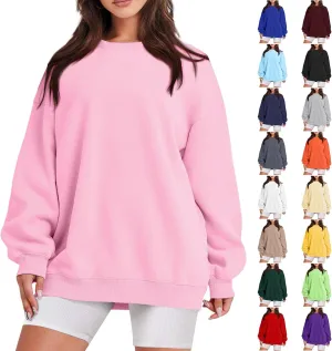 Oversized Sweatshirt For Women,2024 Fall Casual Crewneck Pullover Sweatshirt Soft Comfy Fleece Long Sleeve Sweatshirt