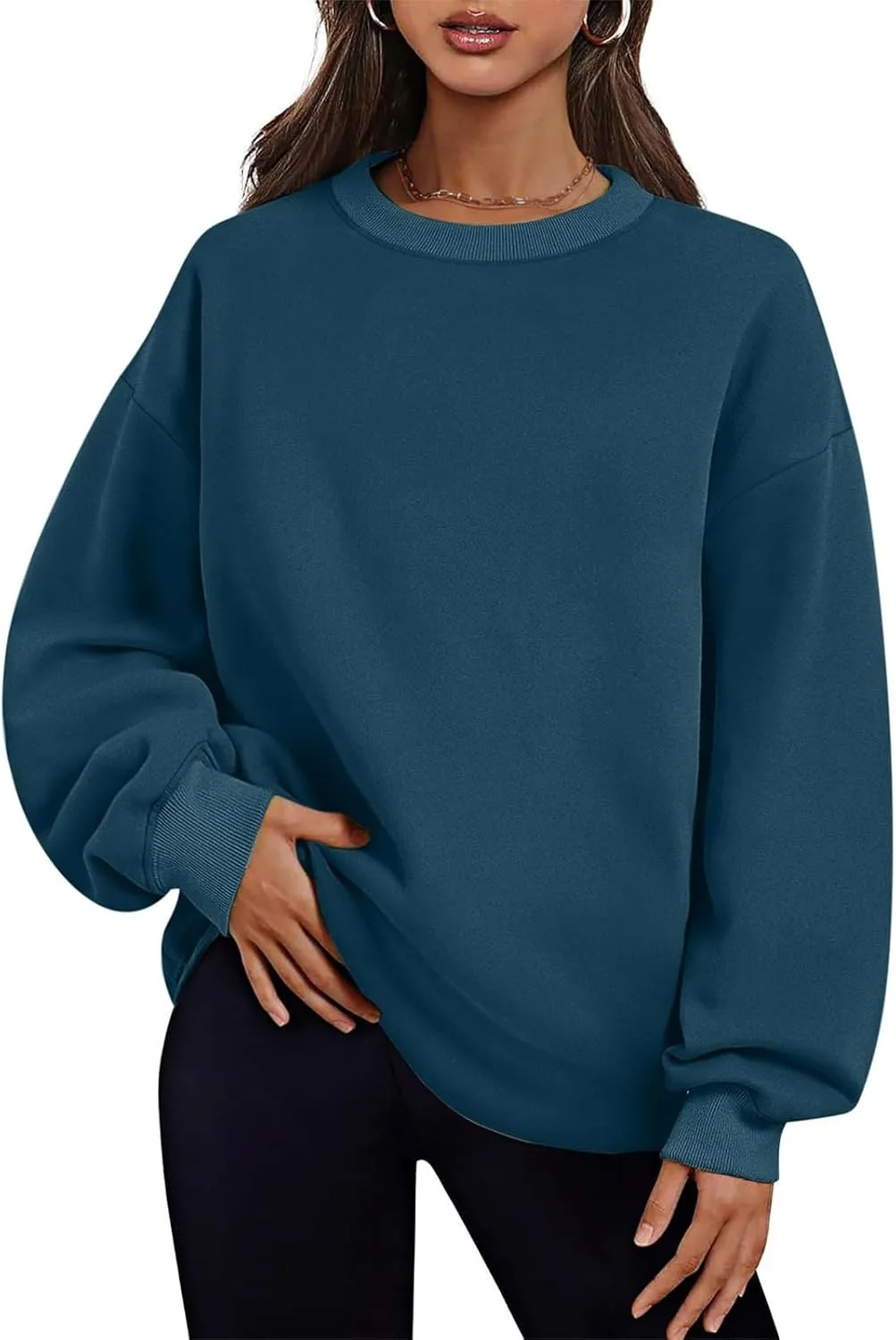 Oversized Sweatshirts for Women 2024 Trendy Long Sleeve Crewneck Tops Fall Sweaters Pullover Sweatshirt with Pockets