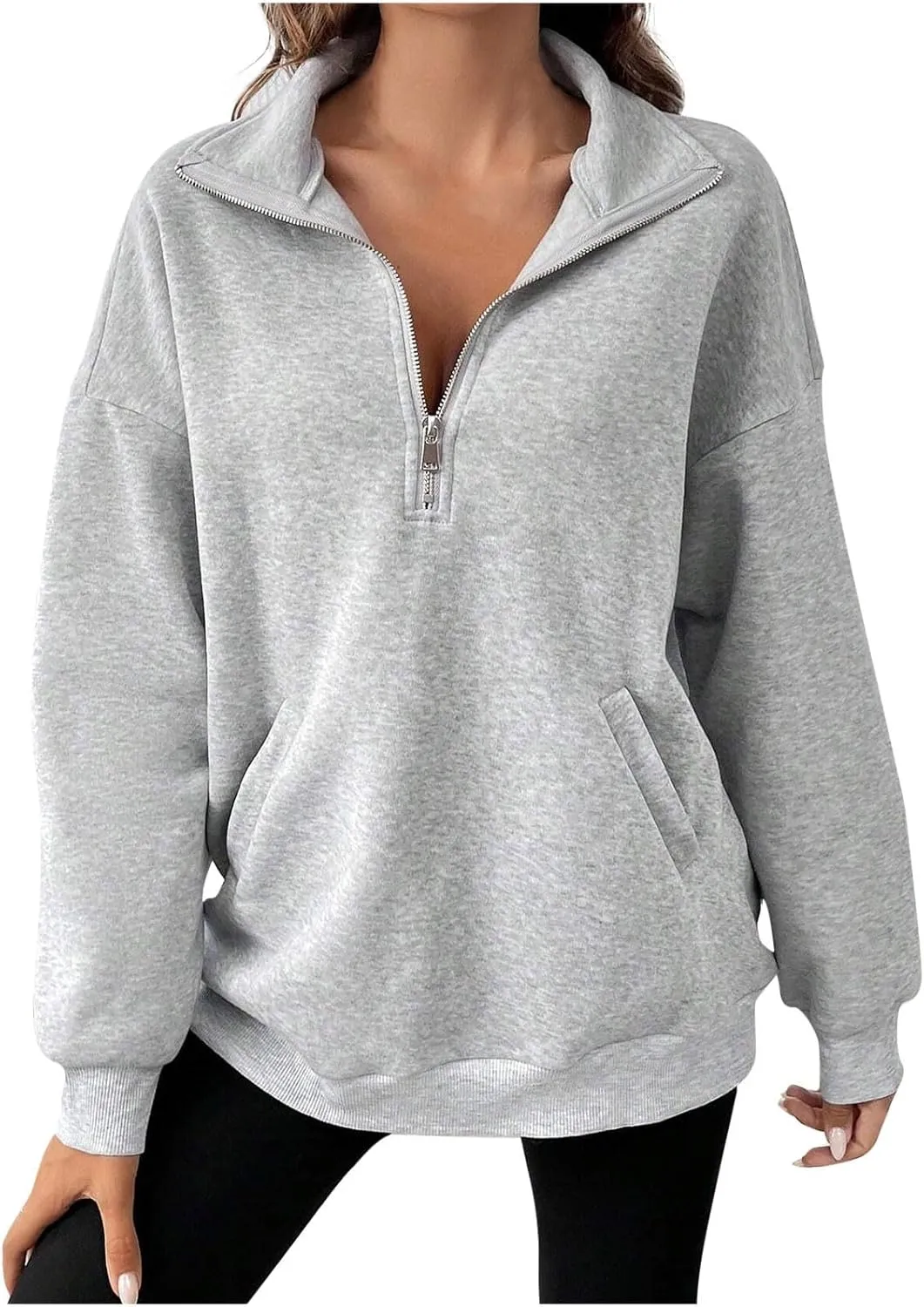 Oversized Sweatshirts for Women Half Zip Casual Loose Long Sleeve Pullover Fleece Fashion 2024 Fall outfits Clothes
