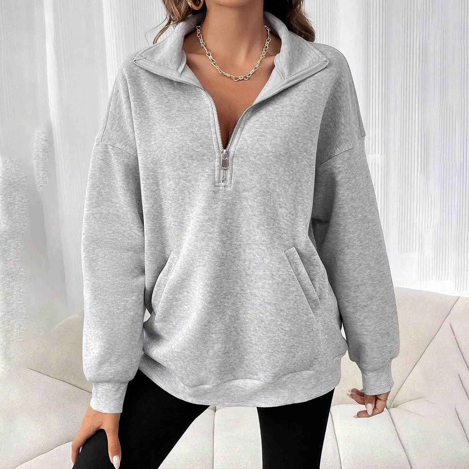 Oversized Sweatshirts for Women Half Zip Casual Loose Long Sleeve Pullover Fleece Fashion 2024 Fall outfits Clothes