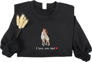 Personalized Embroidered Dad Est Sweatshirt with Name on Sleeve, Custom Crewneck Sweatshirt for Fathers Day