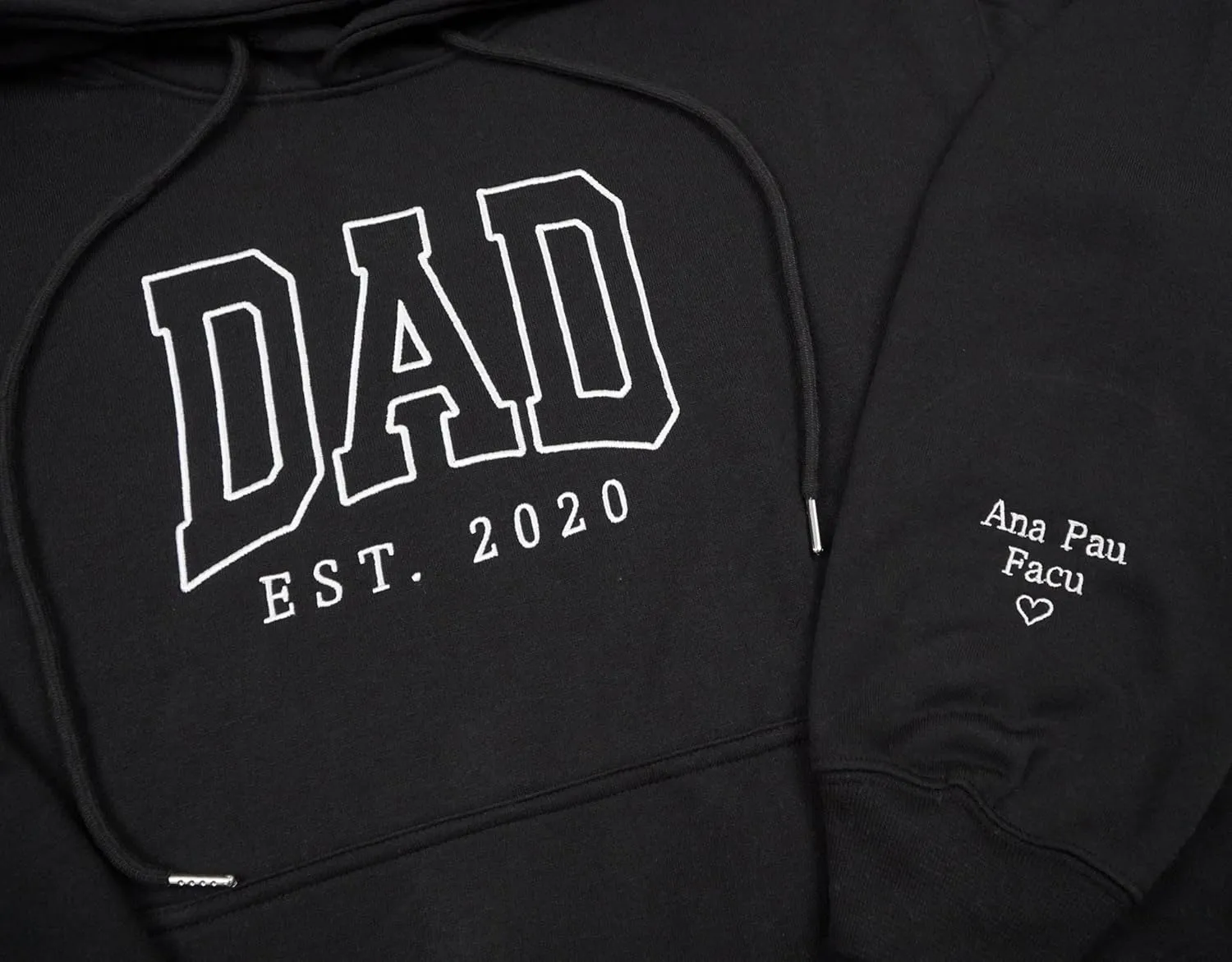 Personalized Embroidered Dad Est Sweatshirt with Name on Sleeve, Custom Crewneck Sweatshirt for Fathers Day