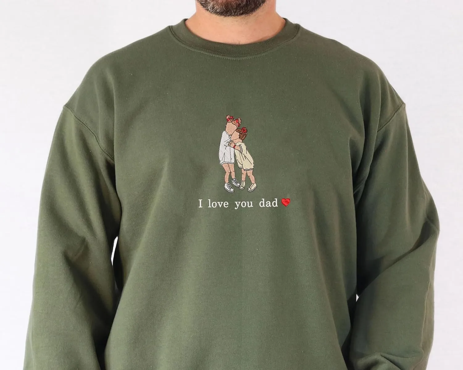 Personalized Embroidered Dad Est Sweatshirt with Name on Sleeve, Custom Crewneck Sweatshirt for Fathers Day