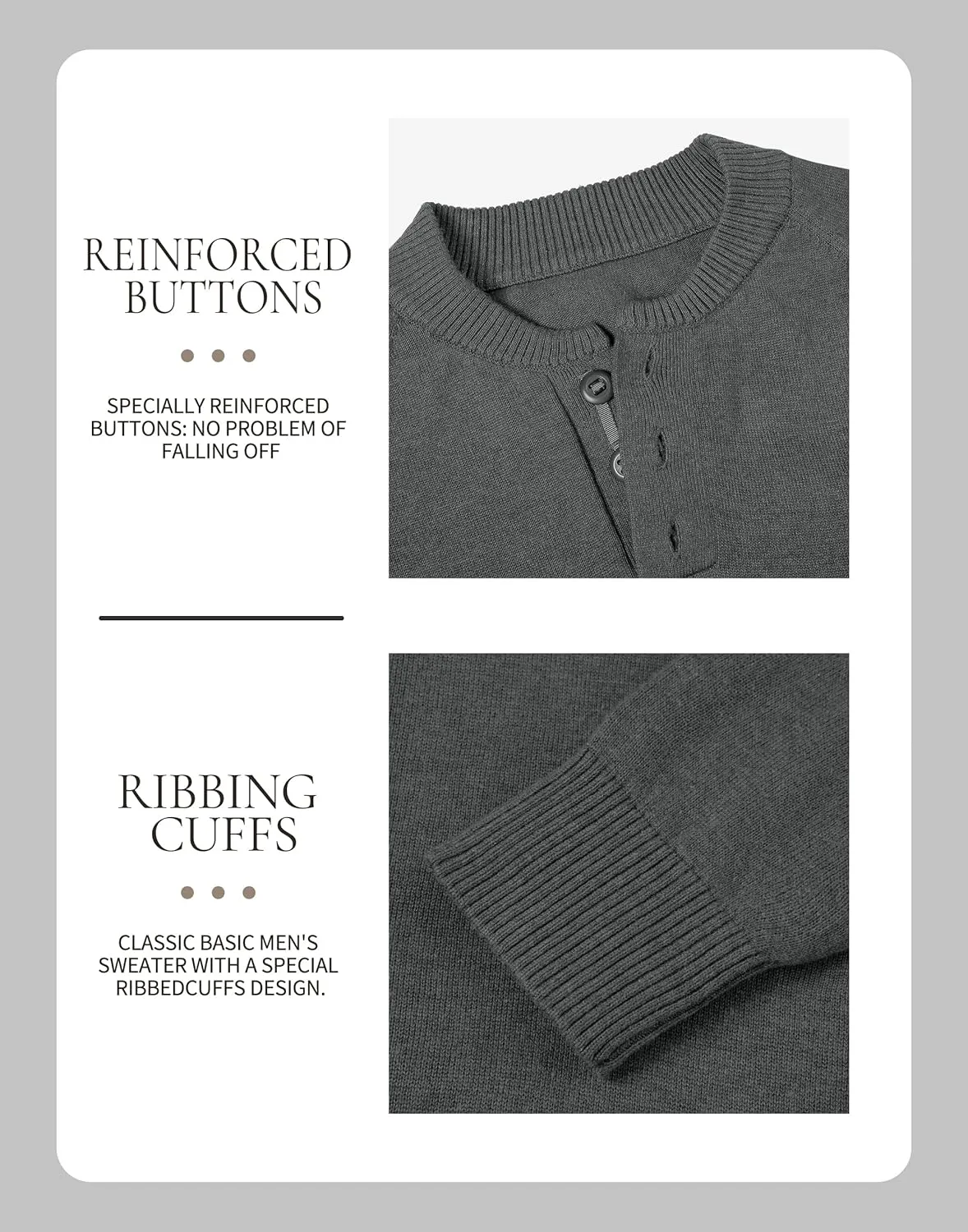 Pioneer Camp Men's Henley Knit Sweater Long Sleeve Button Pullover Sweaters Casual Lightweight Slim Fit Henley Sweaters