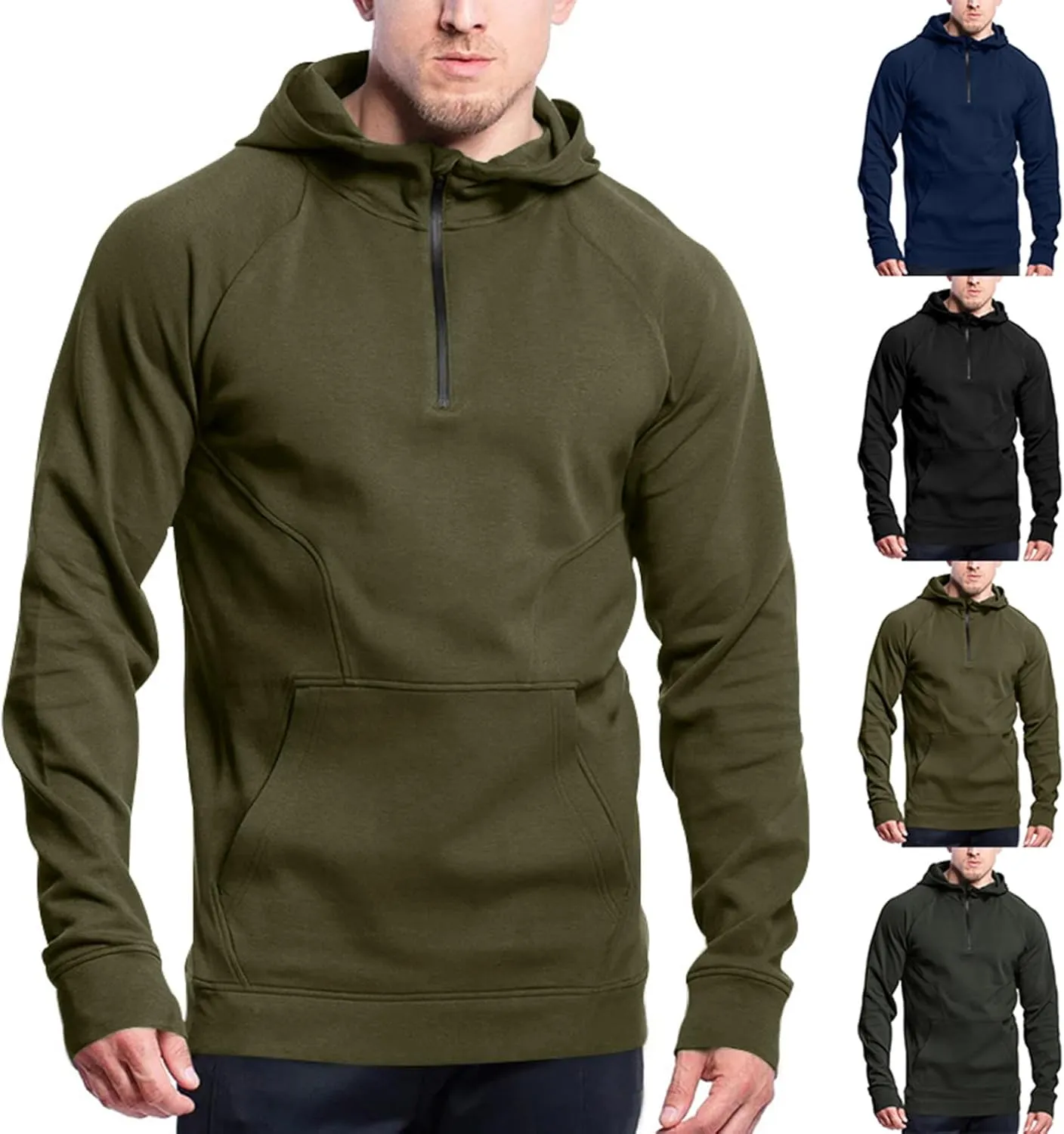 Quarter Zip Hoodies For Men Fashion Classic Shirts Tops Casual Sports Workout Pullover Long Sleeve Hooded Sweatshirts