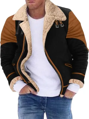 QWENTMTNTY Mens Sherpa Jacket Black Bomber Leather Jacket Men Young Mens Clothes Green Bomber Jacket Men Blue Leather Jacket Men