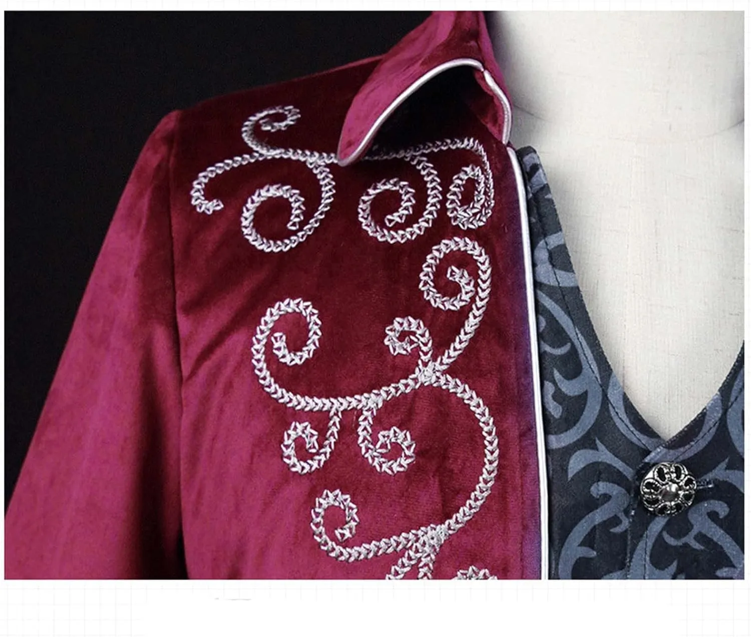 QWENTMTNTY Vintage Steampunk Jacket for Men Renaissance Gothic Tailcoat Victorian Suit Coat Long Medieval Halloween Costume