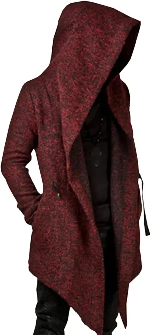 Regular Fit Sweater Hooded Coat V-Neck Knitted Sweaters Cardigans for Men Men's Open Front Long Hooded Cardigans