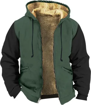 RTRDE Mens Hooded Jacket Outdoor Sherpa Fleece Lined Jackets Warm Winter Zip Up Sweatshirts Hoodie Coats Jacket, M-7XL