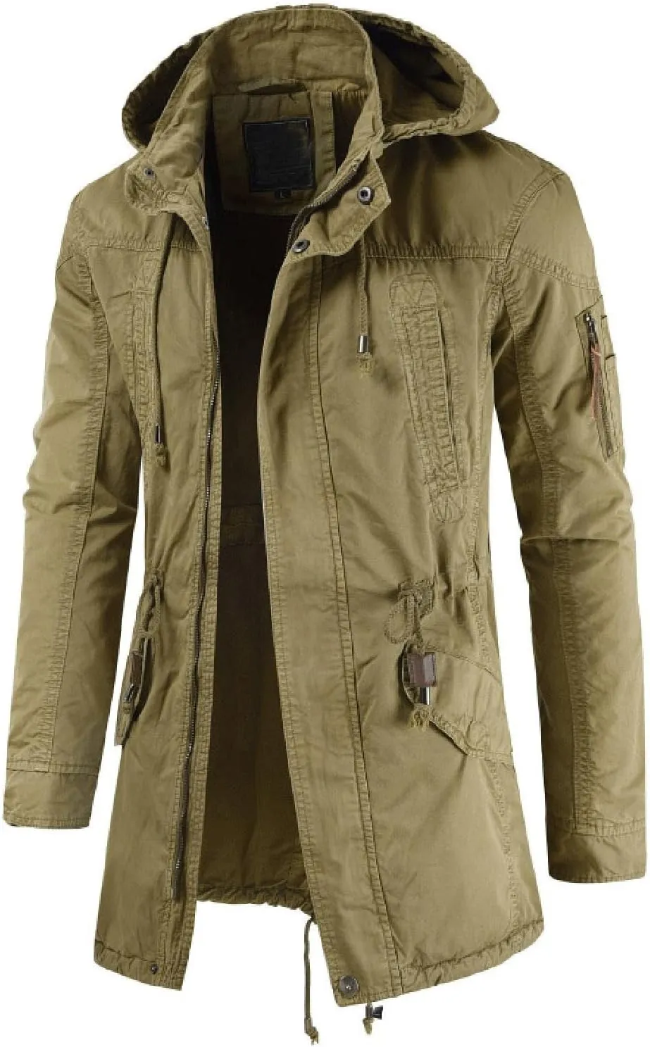 RTRDE Men's Trench Coat Long With Hood Notched Lapel Jacket Windbreaker Overcoat Pea Winter Coats For Men, M-4XL