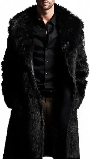 Saohuo Faux Fur Coat for Mens Winter Warm Thick Outwear Jacket Luxury Leopard Cardigan Soft Plush Hooded Overcoat Fleece Robe