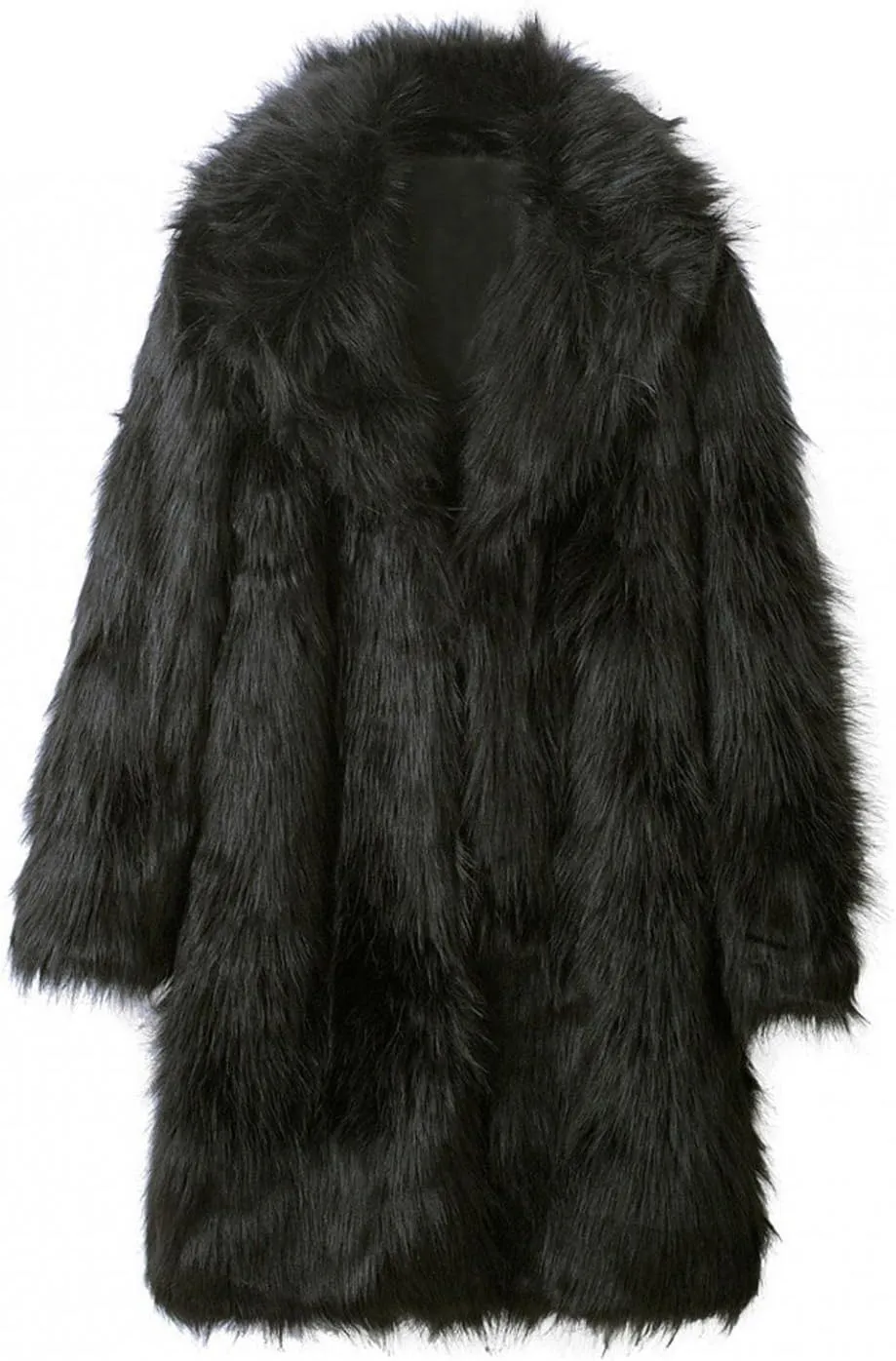 Saohuo Faux Fur Coat for Mens Winter Warm Thick Outwear Jacket Luxury Leopard Cardigan Soft Plush Hooded Overcoat Fleece Robe