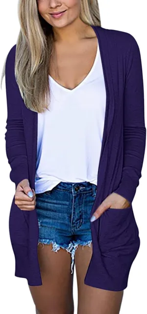SHAOBGE Cardigan for Women Long Sleeve Cardigan for Women Fall Open Front Cardigan with Pockets Fall Outfits for