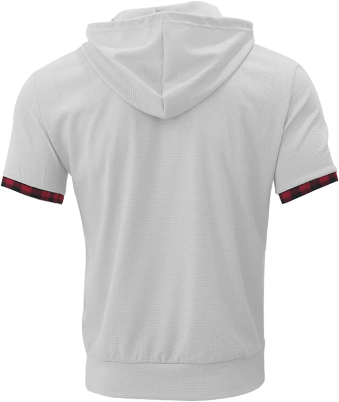Short Sleeve Hoodies for Men Muscle V Neck Waffle Polo Shirts Slim Fit Golf Shirts Retro Plaid Tops Soft Casual Tees