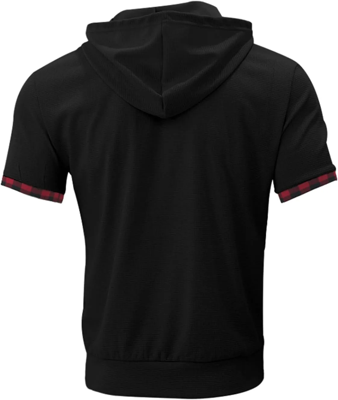 Short Sleeve Hoodies for Men Muscle V Neck Waffle Polo Shirts Slim Fit Golf Shirts Retro Plaid Tops Soft Casual Tees