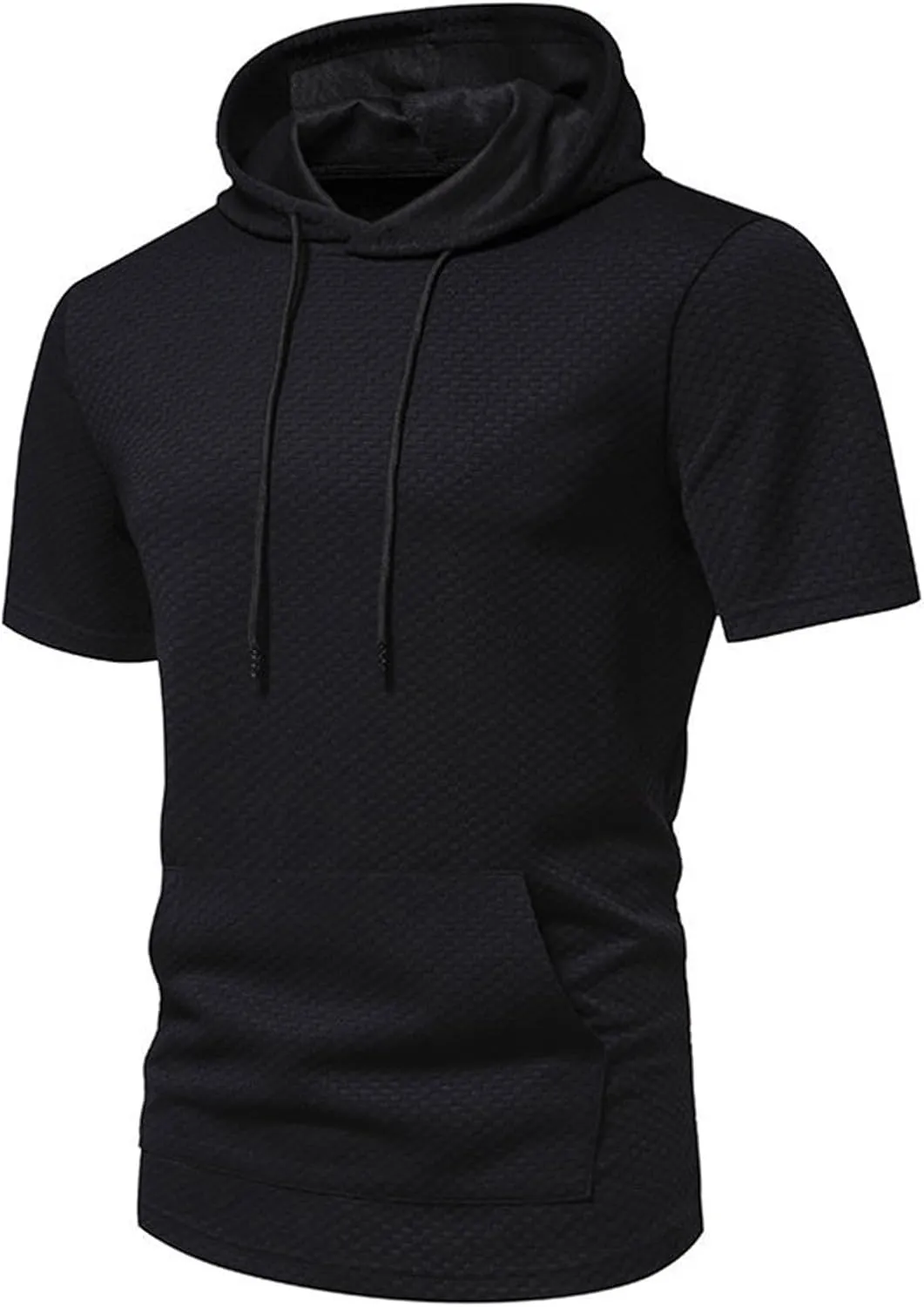 Short Sleeve Hoodies for Men Muscle V Neck Waffle Shirts Slim Fit Golf Shirts Retro Tops with Pocket Soft Casual Tees