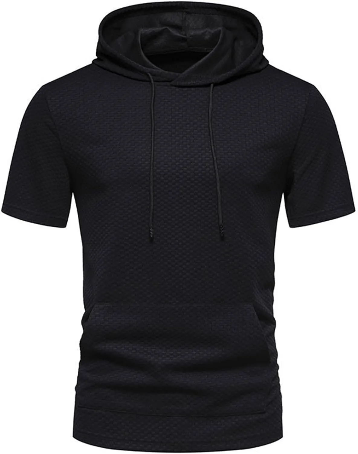 Short Sleeve Hoodies for Men Muscle V Neck Waffle Shirts Slim Fit Golf Shirts Retro Tops with Pocket Soft Casual Tees