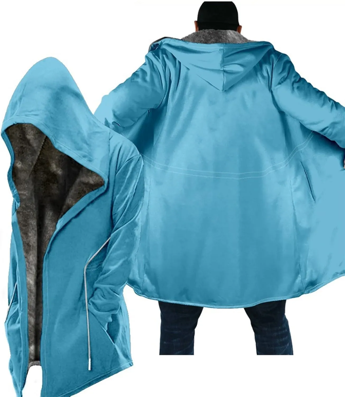 Solid Color Thickened Zipper Winter Jackets With Hood Long Sleeve Heavyweight Warm Fleece Coat, M-6XL