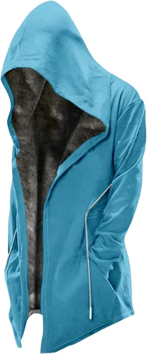 Solid Color Thickened Zipper Winter Jackets With Hood Long Sleeve Heavyweight Warm Fleece Coat, M-6XL