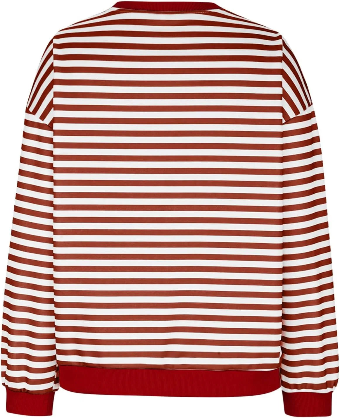 Striped Color Block Sweatshirt for Women Oversized Casual Crewneck Tops Long Sleeve Fleece Fashion Loose Fit Sweater