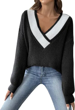 Sweaters Elegantes De Mujer, Long Sleeve Shirts for Women Trendy Casual V Neck Tops Lightweight Sweaters Pullover