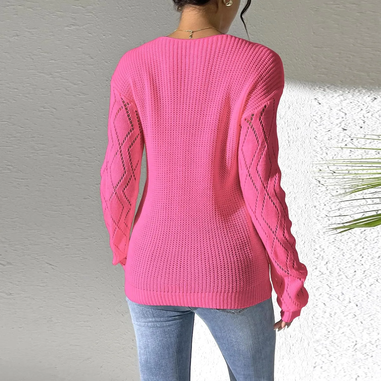 Sweaters Elegantes De Mujer, Long Sleeve Shirts for Women Trendy Casual V Neck Tops Lightweight Sweaters Pullover