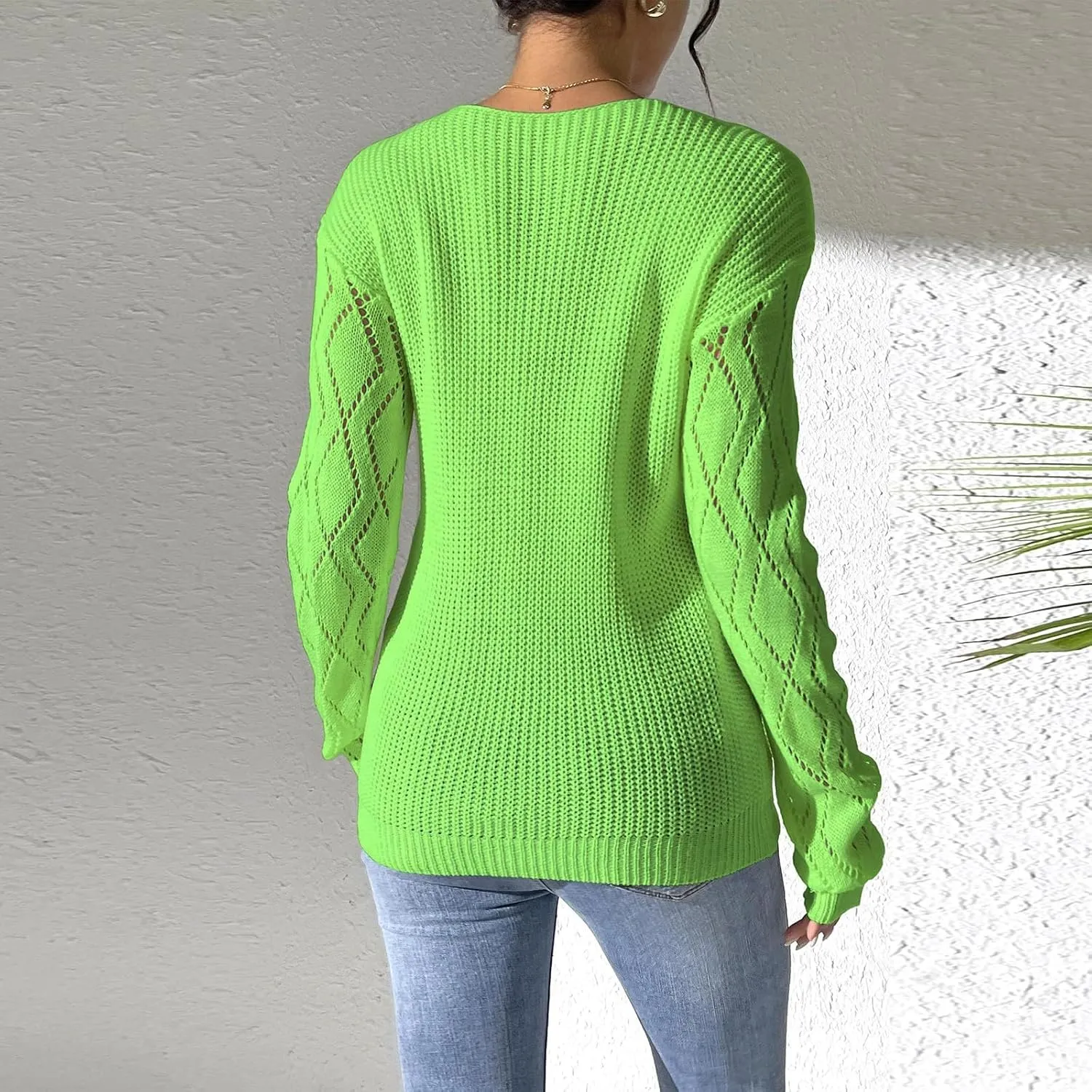 Sweaters Elegantes De Mujer, Long Sleeve Shirts for Women Trendy Casual V Neck Tops Lightweight Sweaters Pullover