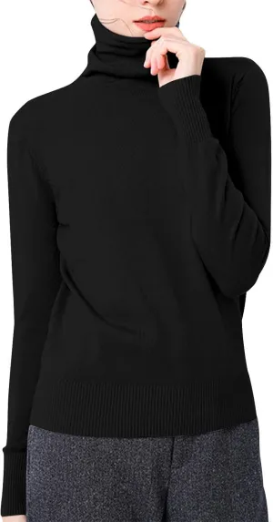 Sweaters for Women 2024 Long Sleeve Ribbed Knit Solid Color Turtleneck Fall Winter Lightweight Pullover Sweaters
