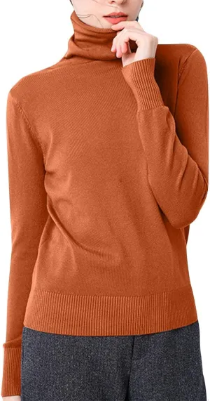 Sweaters for Women 2024 Long Sleeve Ribbed Knit Solid Color Turtleneck Fall Winter Lightweight Pullover Sweaters