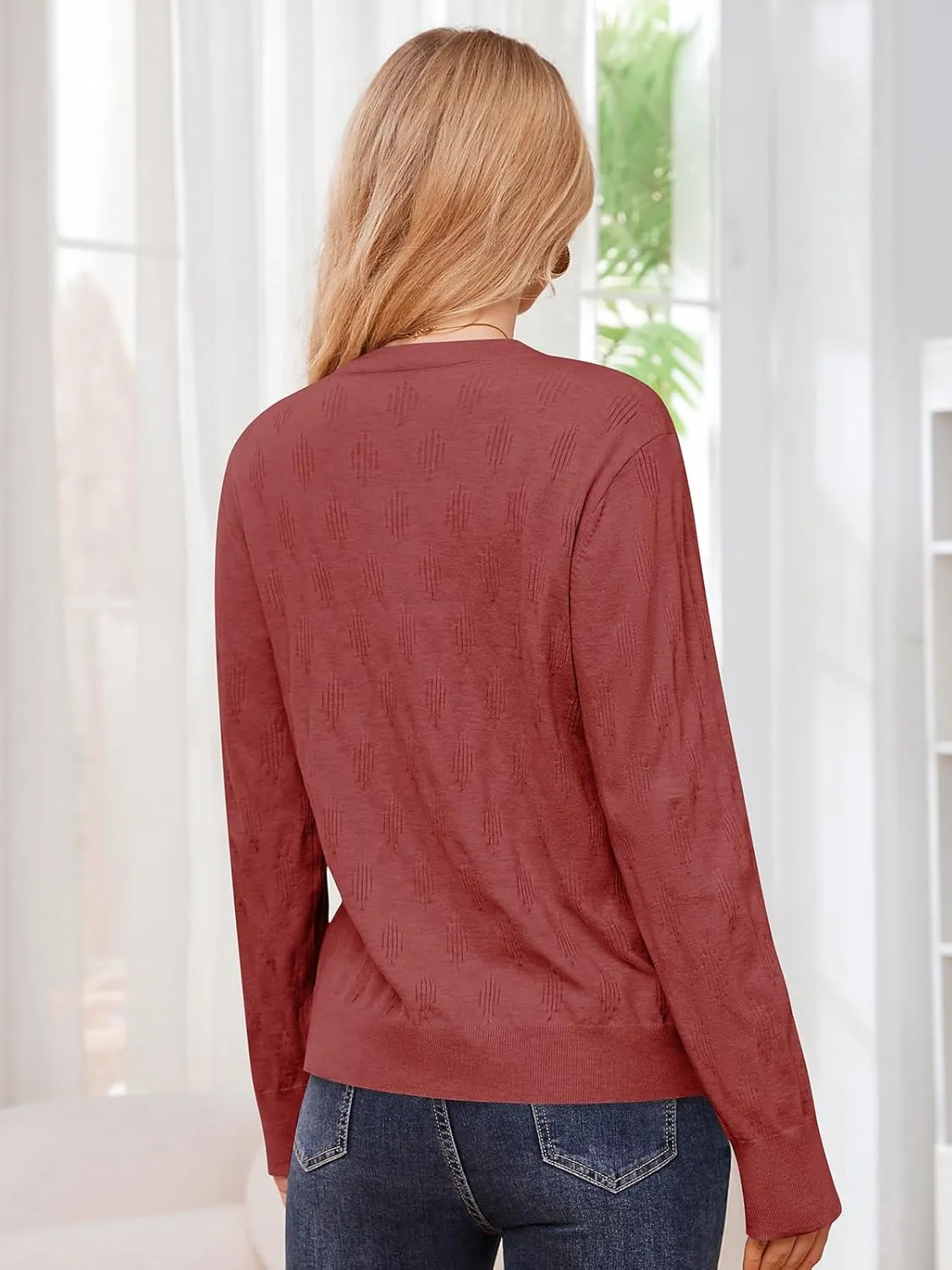Sweaters for Women 2025 Spring Long Sleeve Lightweight Oversized Casual Classic V Neck Fashion Pullover Sweaters