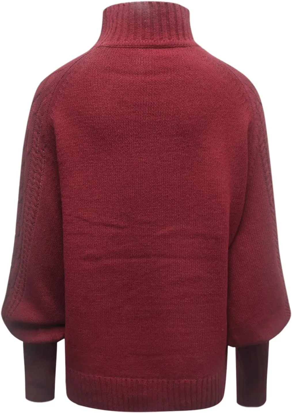 Sweaters for Women Mock Turtleneck Solid Cable Knitted Trendy Lantern Sleeve Warm Comfort Pullover Sweaters Tops