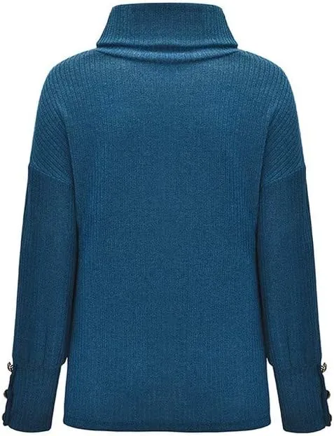 Sweaters for Women Trendy 2023 Fall Fashion Knitted Tops Plus Size Long Sleeve High Neck Pullover Sweaters