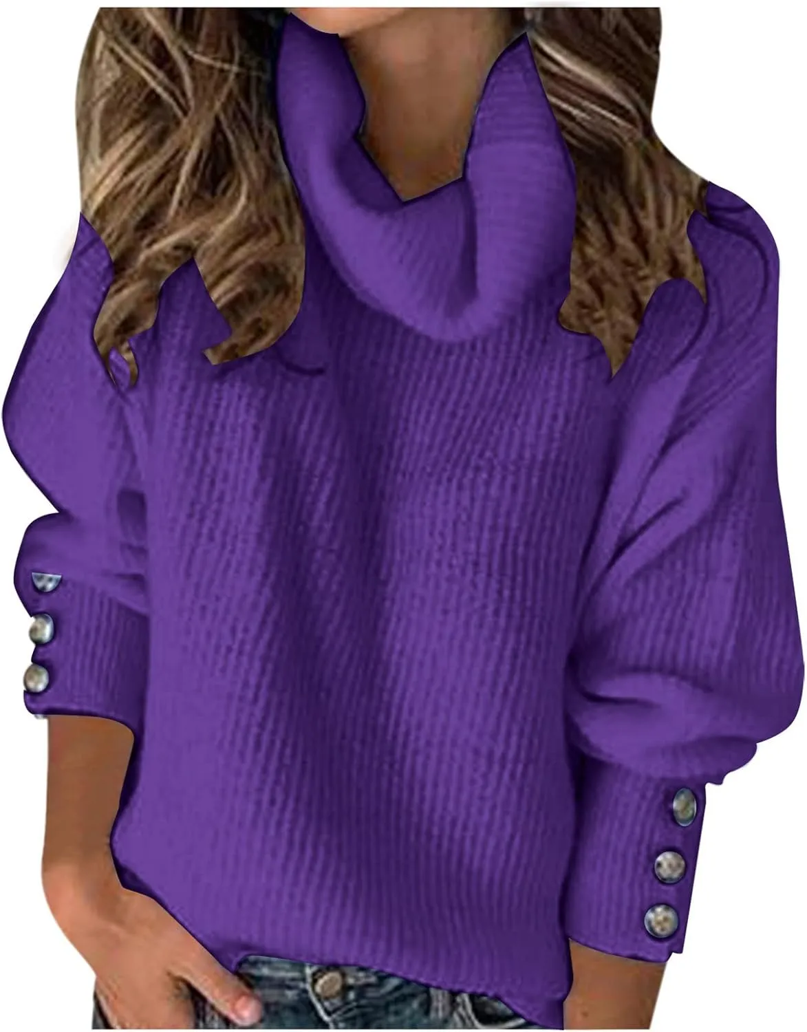 Sweaters for Women Trendy 2023 Fall Fashion Knitted Tops Plus Size Long Sleeve High Neck Pullover Sweaters