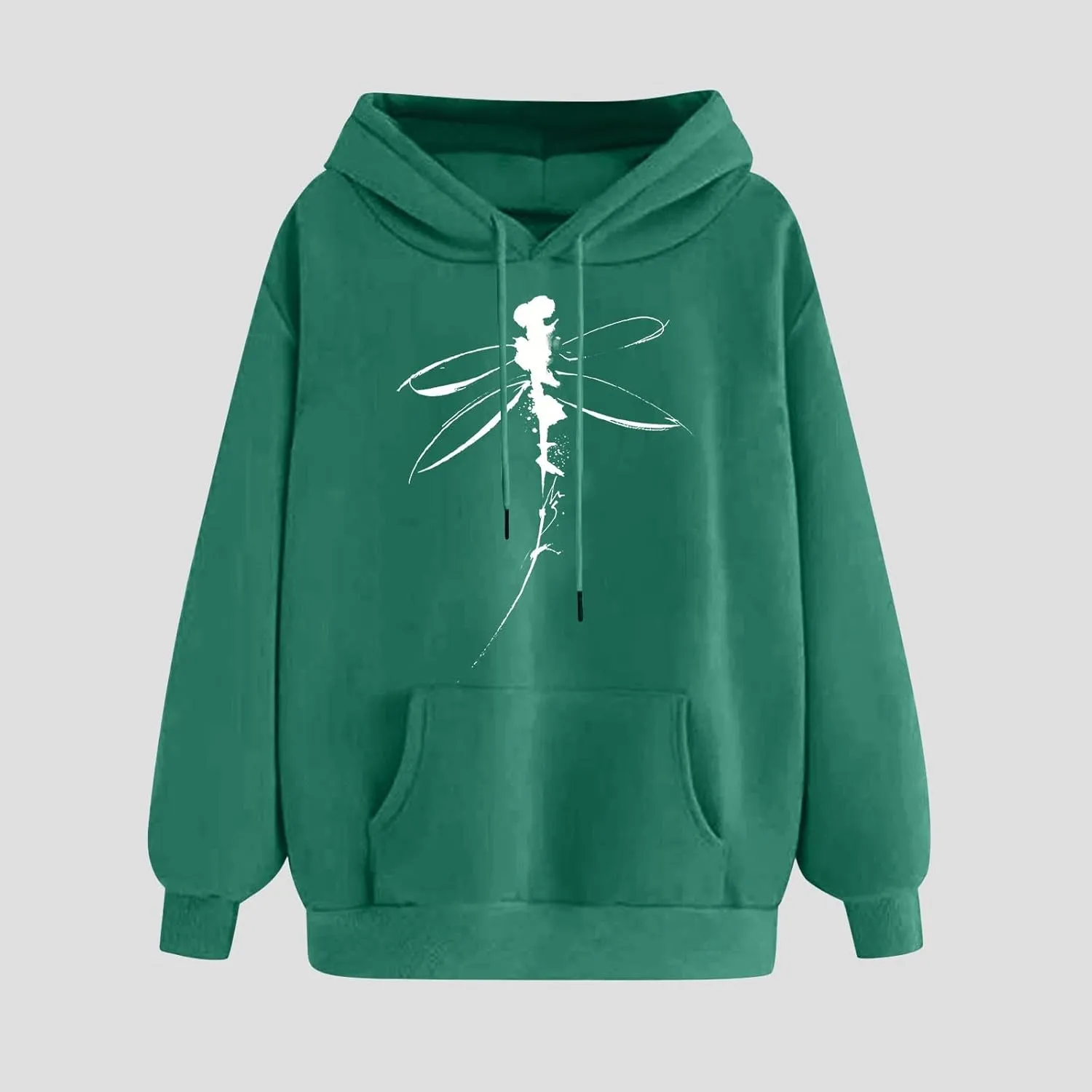 Sweatshirt for Women Funny Print Graphic Solid Drawstring Hoodies Loose Fit Soft Long Sleeve Outfit Tops with Pocket