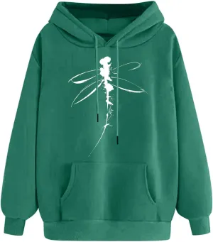 Sweatshirt for Women Funny Print Graphic Solid Drawstring Hoodies Loose Fit Soft Long Sleeve Outfit Tops with Pocket