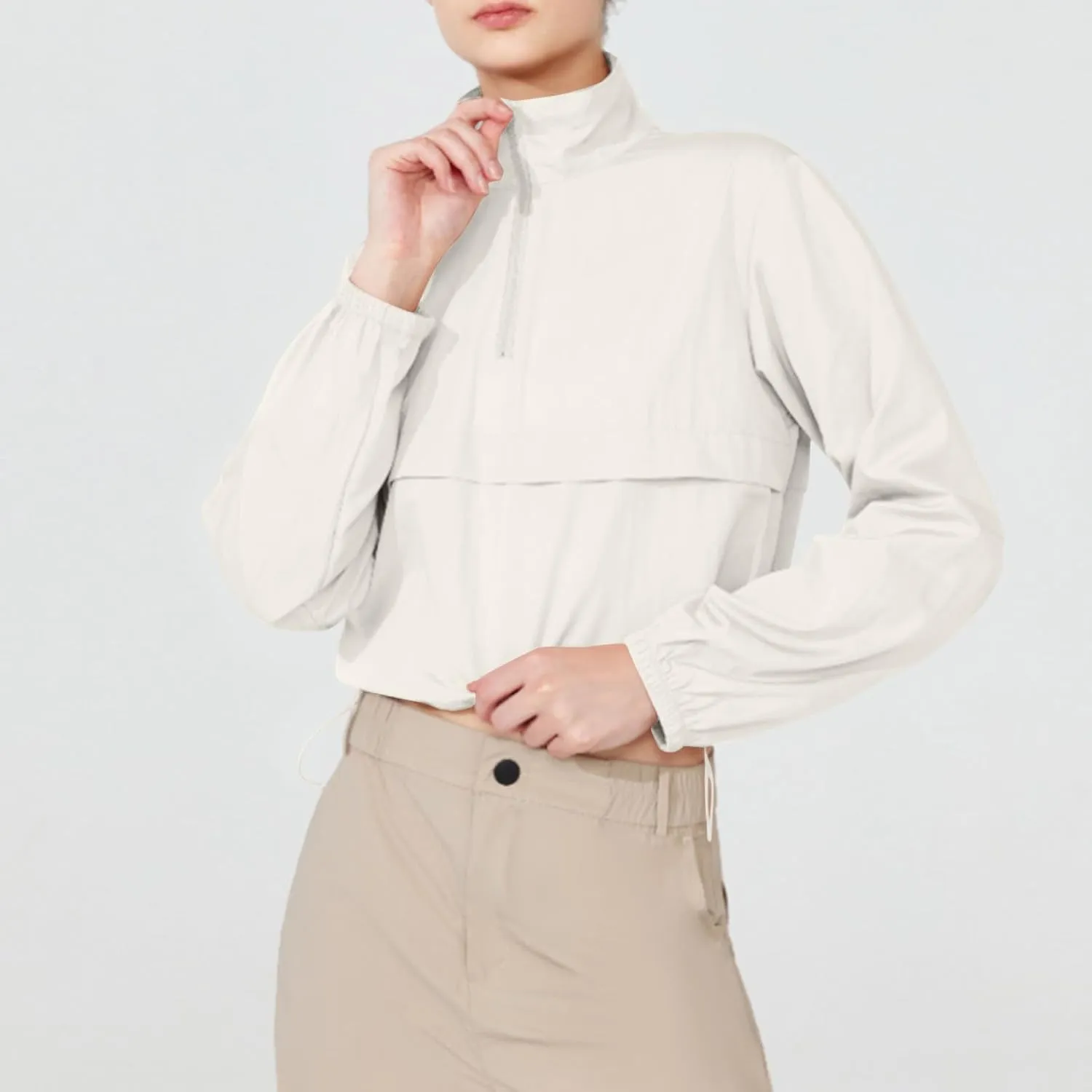 Sweatshirts for Women Long Sleeve Half Zip Pullover Top Cropped 2024 Fall Fashion Tops Lightweight Casual Clothes
