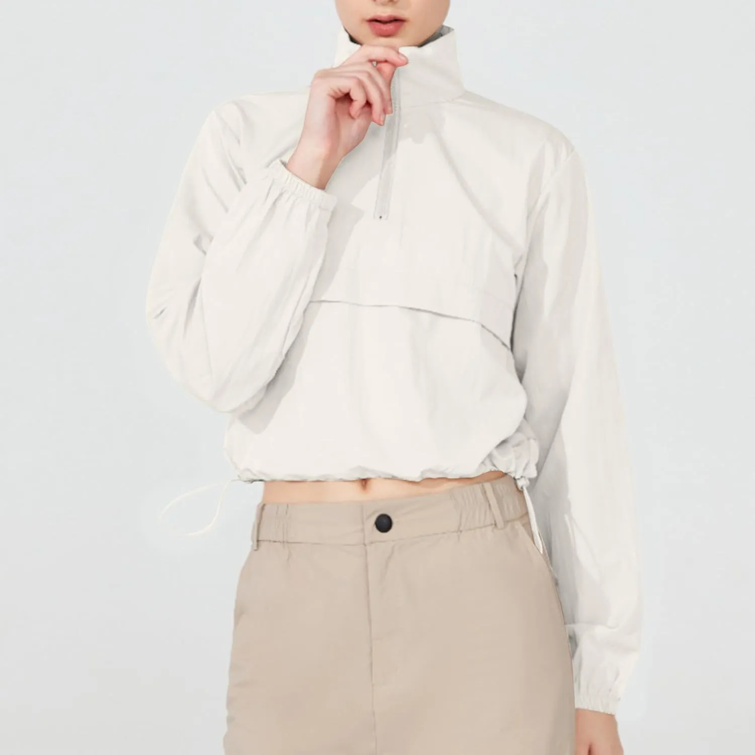 Sweatshirts for Women Long Sleeve Half Zip Pullover Top Cropped 2024 Fall Fashion Tops Lightweight Casual Clothes